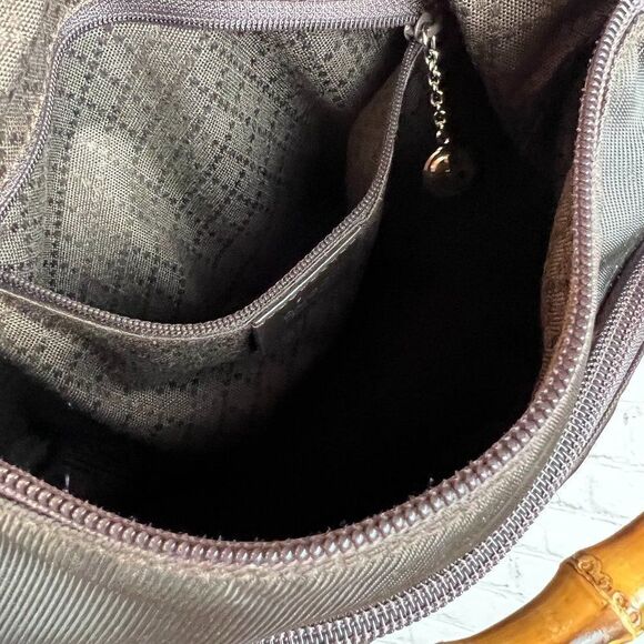 GUCCI pre-loved brown nylon fabric bamboo handbag Italy Vintage - Picture 8 of 14